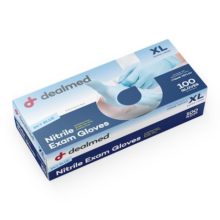 Dealmed Disposable Gloves, Nitrile, Powder-Free, XL, 1000 PK, Light Blue 787140